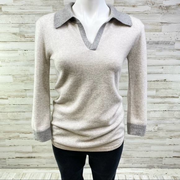 Pure Amici Sweaters - Pure Amici 100% Cashmere Gray Sweater Split Neck S